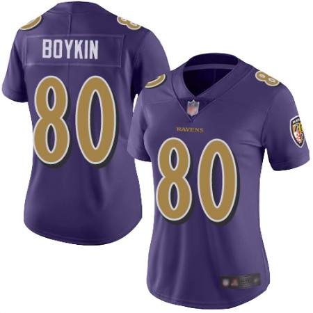 Nike Ravens #80 Miles Boykin Purple Women's Stitched NFL Limited Rush Jersey