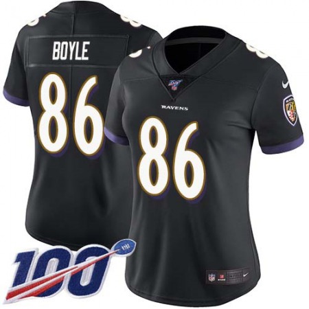 Nike Ravens #86 Nick Boyle Black Alternate Women's Stitched NFL 100th Season Vapor Untouchable Limited Jersey