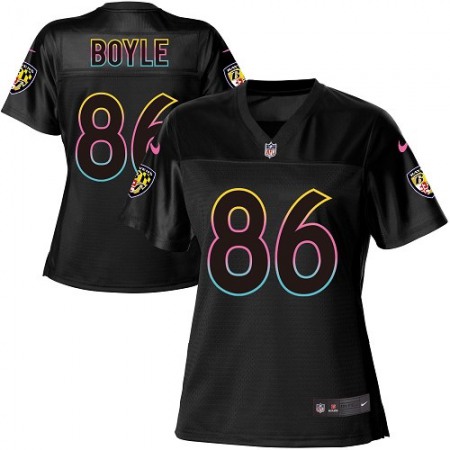 Nike Ravens #86 Nick Boyle Black Women's NFL Fashion Game Jersey