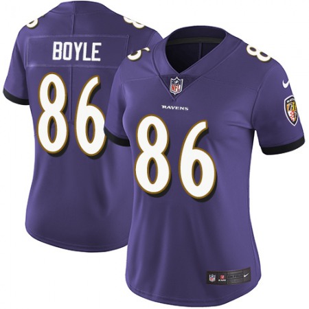 Nike Ravens #86 Nick Boyle Purple Team Color Women's Stitched NFL Vapor Untouchable Limited Jersey