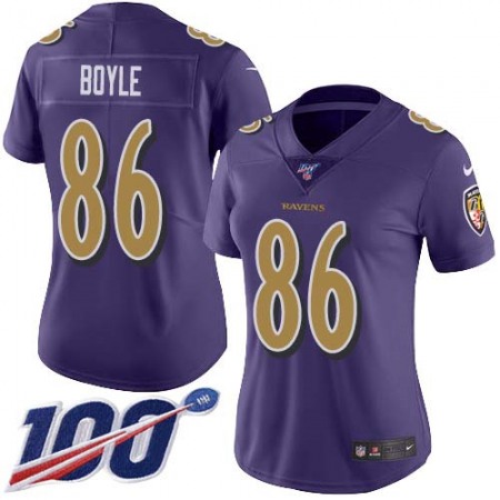 Nike Ravens #86 Nick Boyle Purple Women's Stitched NFL Limited Rush 100th Season Jersey