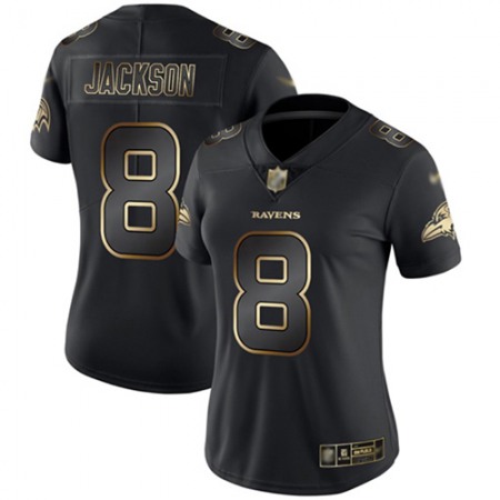 Nike Ravens #8 Lamar Jackson Black/Gold Women's Stitched NFL Vapor Untouchable Limited Jersey