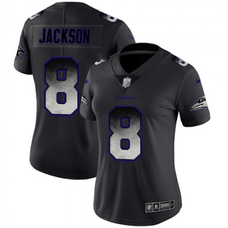 Nike Ravens #8 Lamar Jackson Black Women's Stitched NFL Vapor Untouchable Limited Smoke Fashion Jersey
