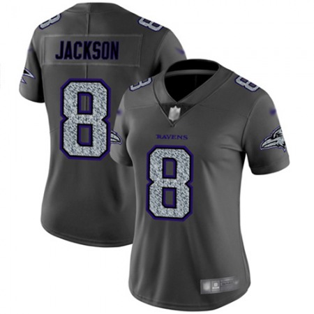 Nike Ravens #8 Lamar Jackson Gray Static Women's Stitched NFL Vapor Untouchable Limited Jersey
