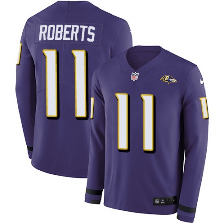 Nike Ravens #11 Seth Roberts Purple Team Color Youth Stitched NFL Limited Therma Long Sleeve Jersey
