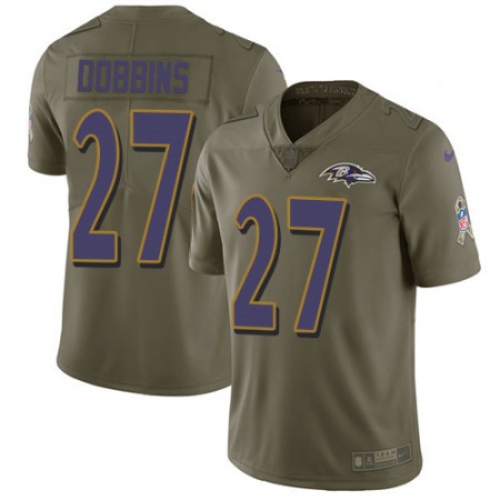 Nike Ravens #27 J.K. Dobbins Olive Youth Stitched NFL Limited 2017 Salute To Service Jersey