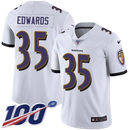 Nike Ravens #35 Gus Edwards White Youth Stitched NFL 100th Season Vapor Untouchable Limited Jersey