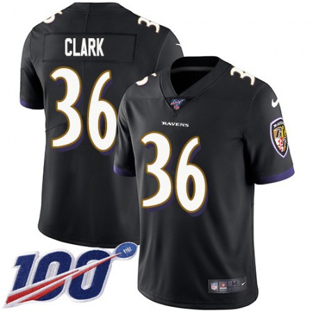 Nike Ravens #36 Chuck Clark Black Alternate Youth Stitched NFL 100th Season Vapor Untouchable Limited Jersey