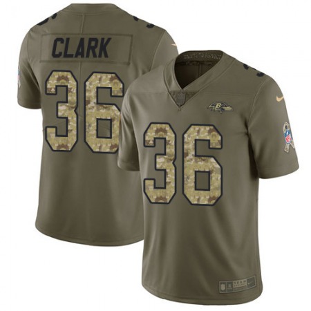 Nike Ravens #36 Chuck Clark Olive/Camo Youth Stitched NFL Limited 2017 Salute To Service Jersey
