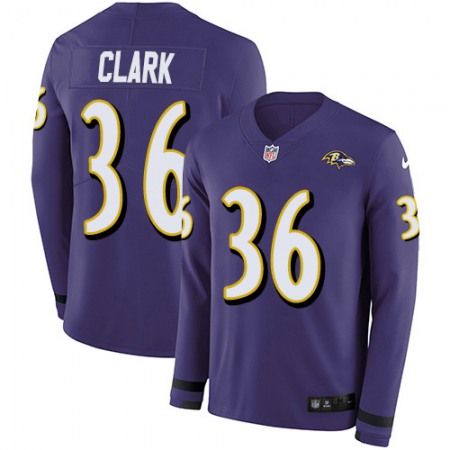 Nike Ravens #36 Chuck Clark Purple Team Color Youth Stitched NFL Limited Therma Long Sleeve Jersey
