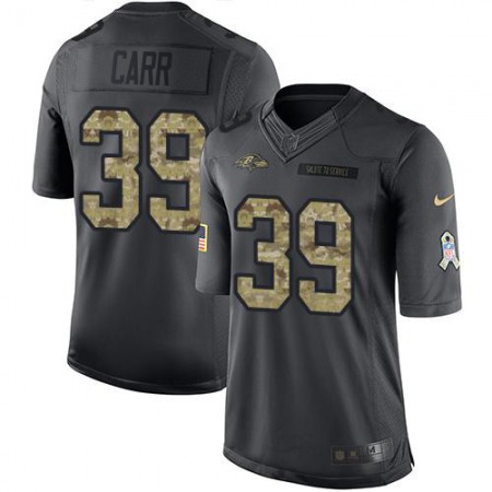 Nike Ravens #39 Brandon Carr Black Youth Stitched NFL Limited 2016 Salute to Service Jersey