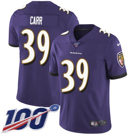 Nike Ravens #39 Brandon Carr Purple Team Color Youth Stitched NFL 100th Season Vapor Untouchable Limited Jersey
