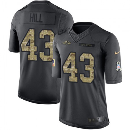Nike Ravens #43 Justice Hill Black Youth Stitched NFL Limited 2016 Salute to Service Jersey