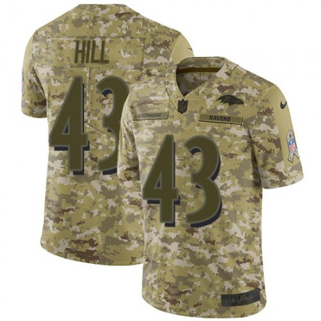 Nike Ravens #43 Justice Hill Camo Youth Stitched NFL Limited 2018 Salute To Service Jersey