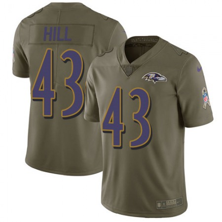 Nike Ravens #43 Justice Hill Olive Youth Stitched NFL Limited 2017 Salute To Service Jersey