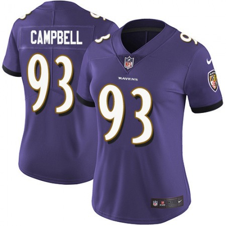 Nike Ravens #93 Calais Campbell Purple Team Color Women's Stitched NFL Vapor Untouchable Limited Jersey