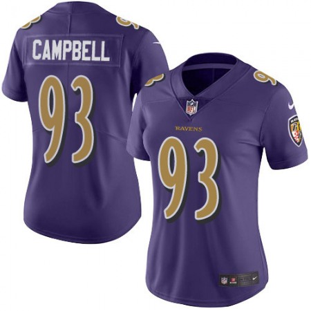 Nike Ravens #93 Calais Campbell Purple Women's Stitched NFL Limited Rush Jersey