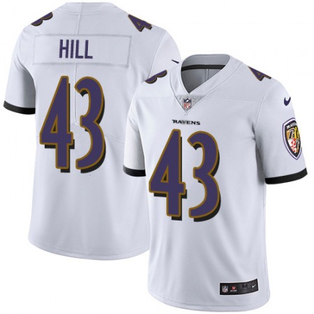Nike Ravens #43 Justice Hill White Youth Stitched NFL Vapor Untouchable Limited Jersey