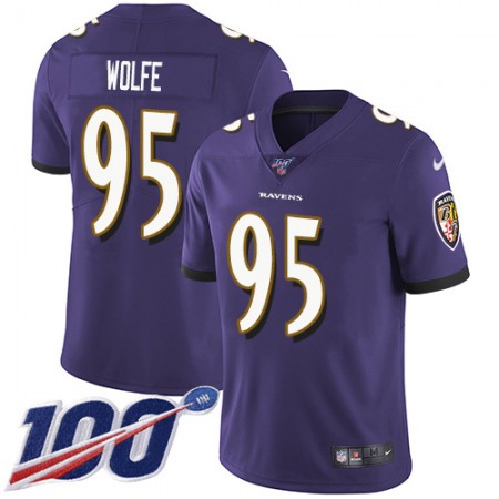 Nike Ravens #95 Derek Wolfe Purple Team Color Youth Stitched NFL 100th Season Vapor Untouchable Limited Jersey