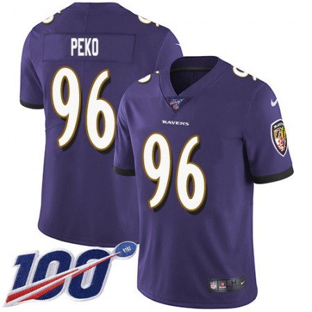 Nike Ravens #96 Domata Peko Sr Purple Team Color Youth Stitched NFL 100th Season Vapor Untouchable Limited Jersey