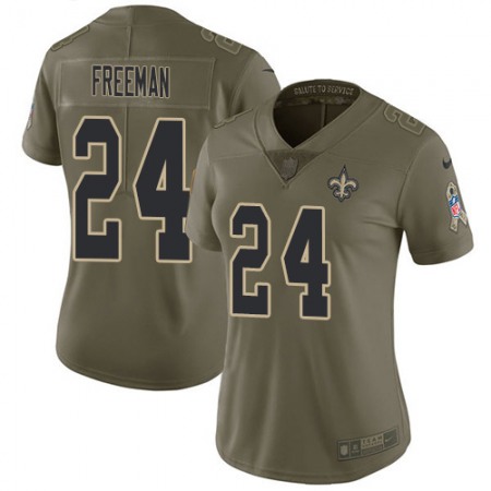 Nike Saints #24 Devonta Freeman Olive Women's Stitched NFL Limited 2017 Salute To Service Jersey