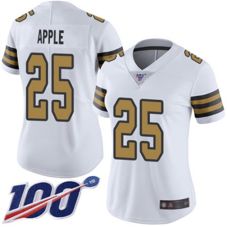 Nike Saints #25 Eli Apple White Women's Stitched NFL Limited Rush 100th Season Jersey