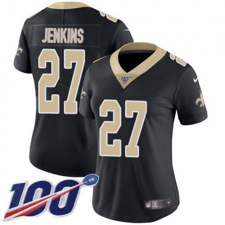 Nike Saints #27 Malcolm Jenkins Black Team Color Women's Stitched NFL 100th Season Vapor Untouchable Limited Jersey