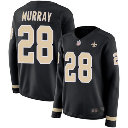 Nike Saints #28 Latavius Murray Black Team Color Women's Stitched NFL Limited Therma Long Sleeve Jersey