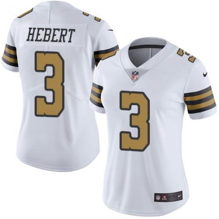Nike Saints #3 Bobby Hebert White Women's Stitched NFL Limited Rush Jersey