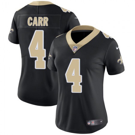 Nike Saints #4 Derek Carr Black Team Color Women's Stitched NFL Vapor Untouchable Limited Jersey