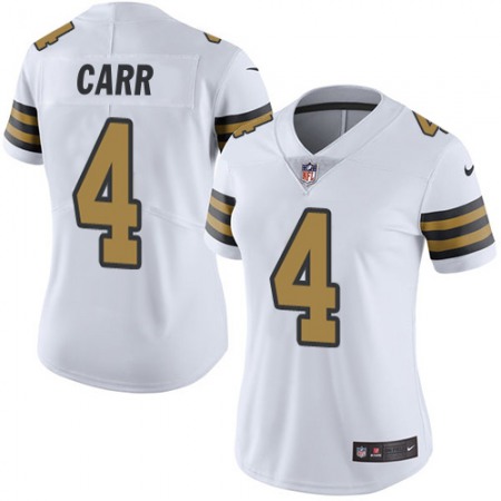 Nike Saints #4 Derek Carr White Women's Stitched NFL Limited Rush Jersey
