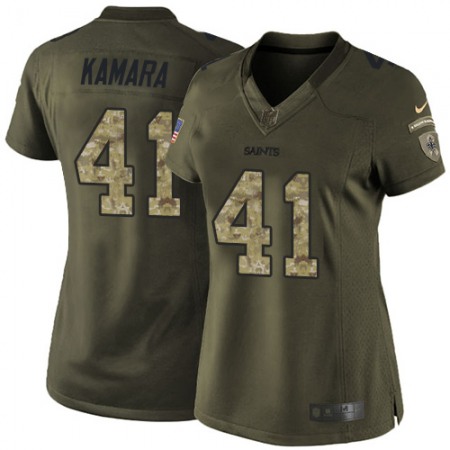 Nike Saints #41 Alvin Kamara Green Women's Stitched NFL Limited 2015 Salute to Service Jersey