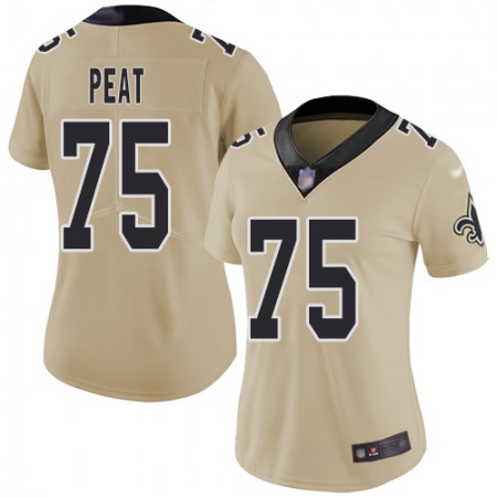 Nike Saints #75 Andrus Peat Gold Women's Stitched NFL Limited Inverted Legend Jersey