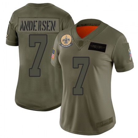 Nike Saints #7 Morten Andersen Camo Women's Stitched NFL Limited 2019 Salute to Service Jersey