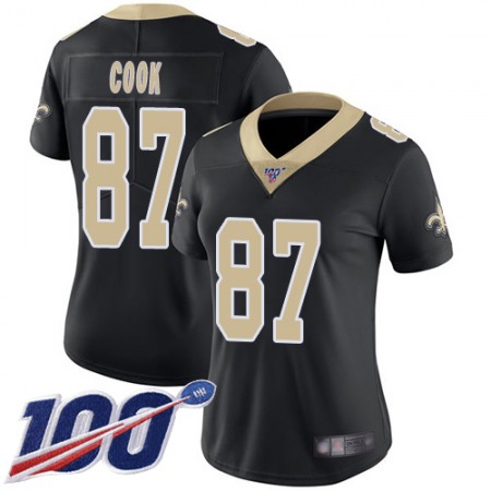 Nike Saints #87 Jared Cook Black Team Color Women's Stitched NFL 100th Season Vapor Limited Jersey