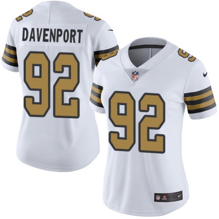 Nike Saints #92 Marcus Davenport White Women's Stitched NFL Limited Rush Jersey