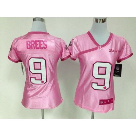 Nike Saints #9 Drew Brees New Pink Women's Be Luv'd Stitched NFL Elite Jersey