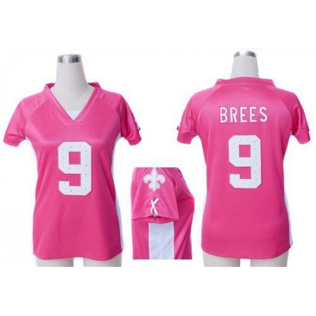 Nike Saints #9 Drew Brees Pink Draft Him Name & Number Top Women's Stitched NFL Elite Jersey