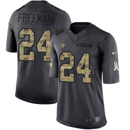 Nike Saints #24 Devonta Freeman Black Youth Stitched NFL Limited 2016 Salute to Service Jersey