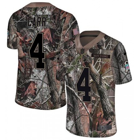 Nike Saints #4 Derek Carr Camo Youth Stitched NFL Limited Rush Realtree Jersey