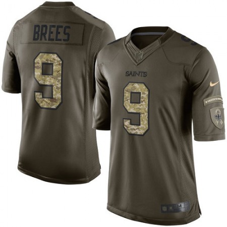 Nike Saints #9 Drew Brees Green Youth Stitched NFL Limited 2015 Salute to Service Jersey