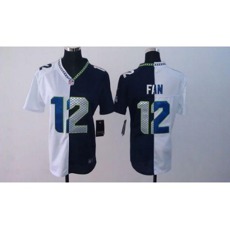 Nike Seahawks #12 Fan Steel Blue/White Women's Stitched NFL Elite Split Jersey