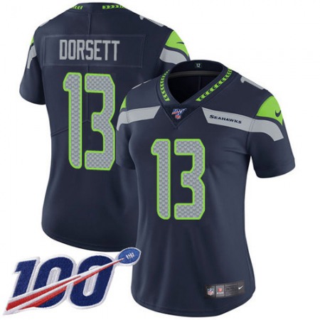 Nike Seahawks #13 Phillip Dorsett Steel Blue Team Color Women's Stitched NFL 100th Season Vapor Untouchable Limited Jersey