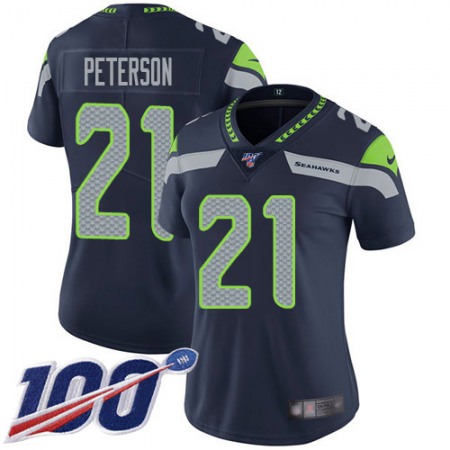 Nike Seahawks #21 Adrian Peterson Steel Blue Team Color Women's Stitched NFL 100th Season Vapor Untouchable Limited Jersey