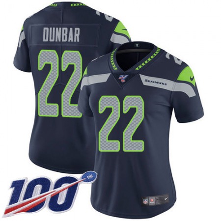 Nike Seahawks #22 Quinton Dunbar Steel Blue Team Color Women's Stitched NFL 100th Season Vapor Untouchable Limited Jersey