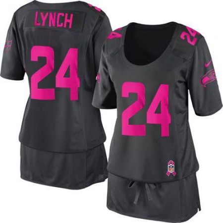 Nike Seahawks #24 Marshawn Lynch Dark Grey Women's Breast Cancer Awareness Stitched NFL Elite Jersey