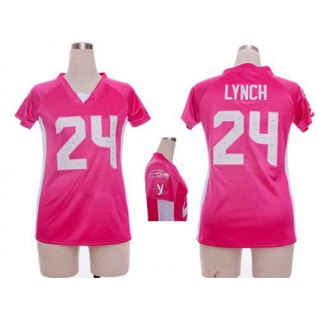 Nike Seahawks #24 Marshawn Lynch Pink Draft Him Name & Number Top Women's Stitched NFL Elite Jersey