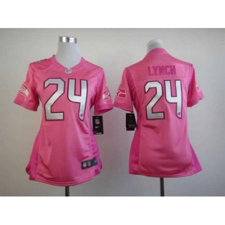 Nike Seahawks #24 Marshawn Lynch Pink Women's Be Luv'd Stitched NFL Elite Jersey