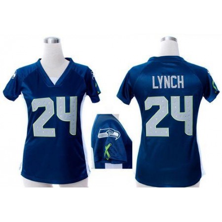 Nike Seahawks #24 Marshawn Lynch Steel Blue Team Color Draft Him Name & Number Top Women's Stitched NFL Elite Jersey