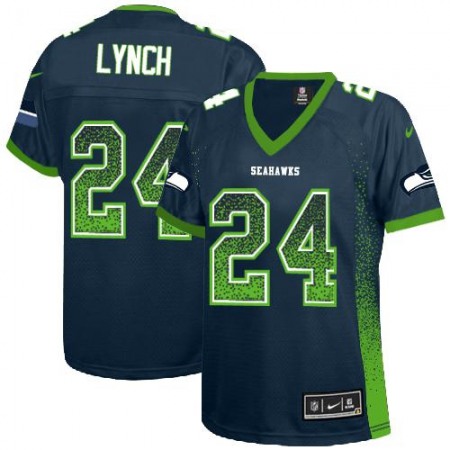 Nike Seahawks #24 Marshawn Lynch Steel Blue Team Color Women's Stitched NFL Elite Drift Fashion Jersey